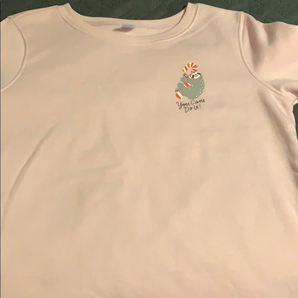 Pink sloth crew neck